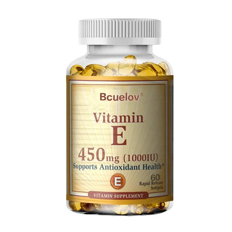 Vitamin E 1000IU Capsules - Supports Skin, Cardiovascular Health, Boosts Immunity, Anti-aging, Skin Health