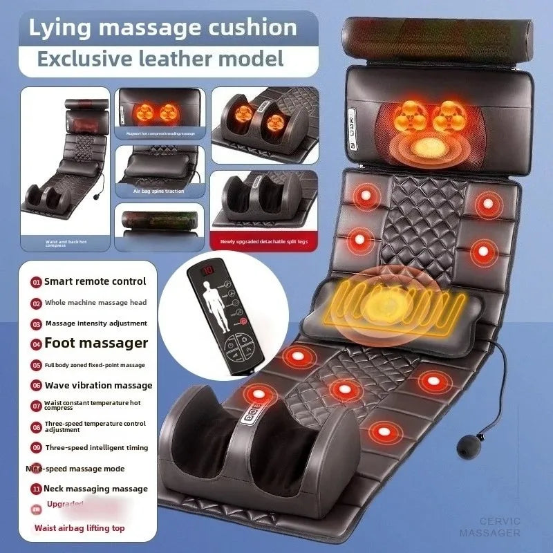Full Body Electric Multifunctional Lumbar Traction Massage Mattress Cushion Shoulder Neck Waist Back Vibrations Removable Gift