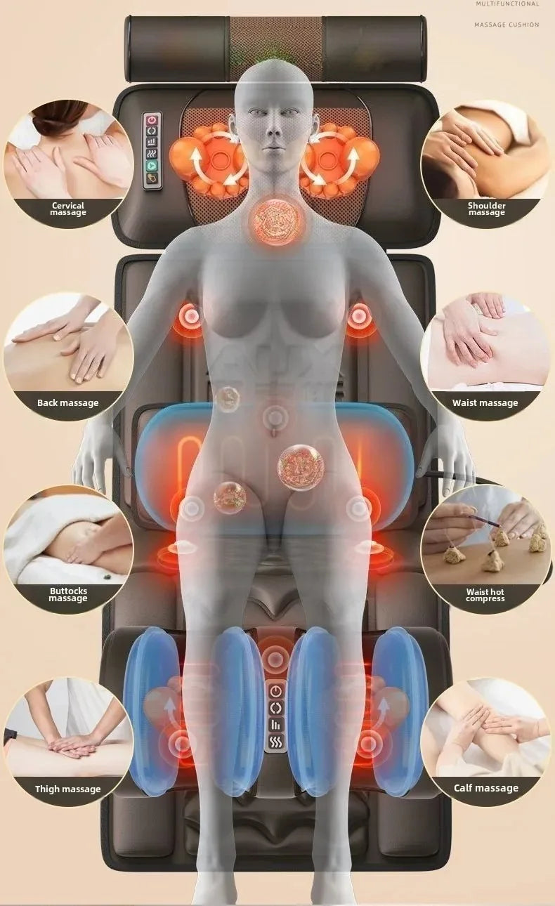 Full Body Electric Multifunctional Lumbar Traction Massage Mattress Cushion Shoulder Neck Waist Back Vibrations Removable Gift