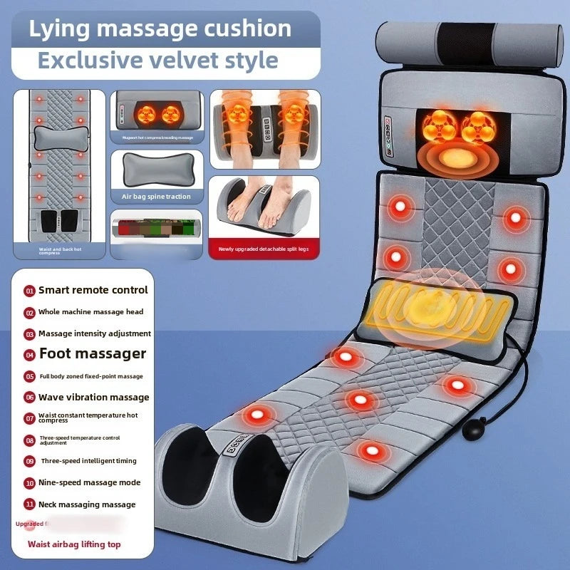 Full Body Electric Multifunctional Lumbar Traction Massage Mattress Cushion Shoulder Neck Waist Back Vibrations Removable Gift