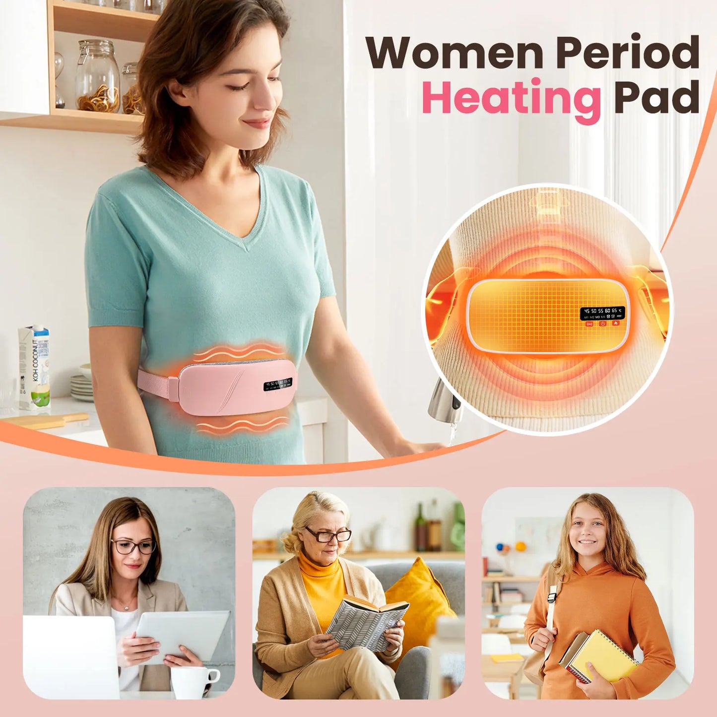 Uterine Warm Belt Warm Uterus Instrument Smart Vibrating Abdominal Massager Hot Compress For Waist Menstrual Heating Pad Device