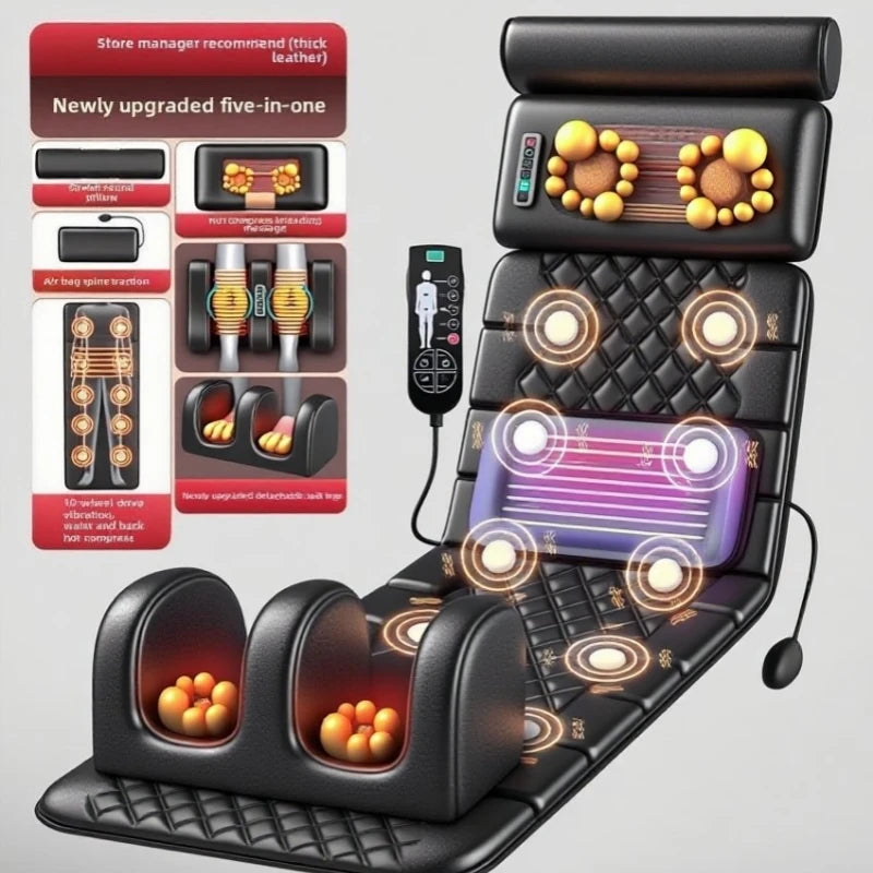 Full Body Electric Multifunctional Lumbar Traction Massage Mattress Cushion Shoulder Neck Waist Back Vibrations Removable Gift