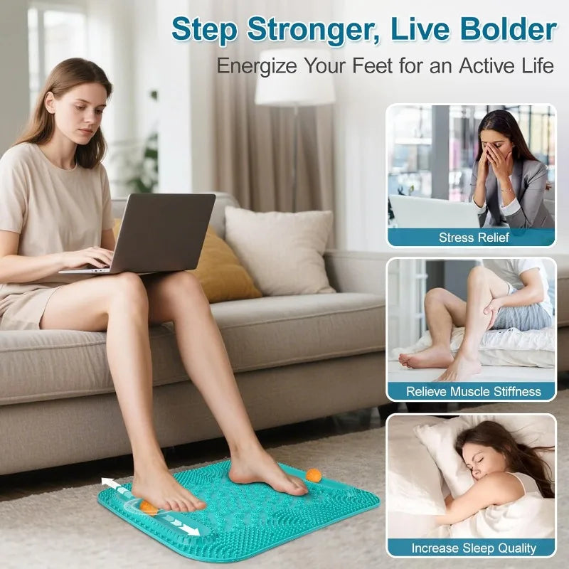 Acupressure Foot Massage Mat, , Portable Foot Pressure Point Pad for Stress Relief, Arch & Heel Pain, Home & Gym Use