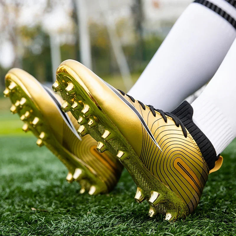 Professional Men Ankle Football Boots Outdoor Grass Cleats Unisex Soccer Shoes Long Spikes Tf Football Shoes Chuteira Society