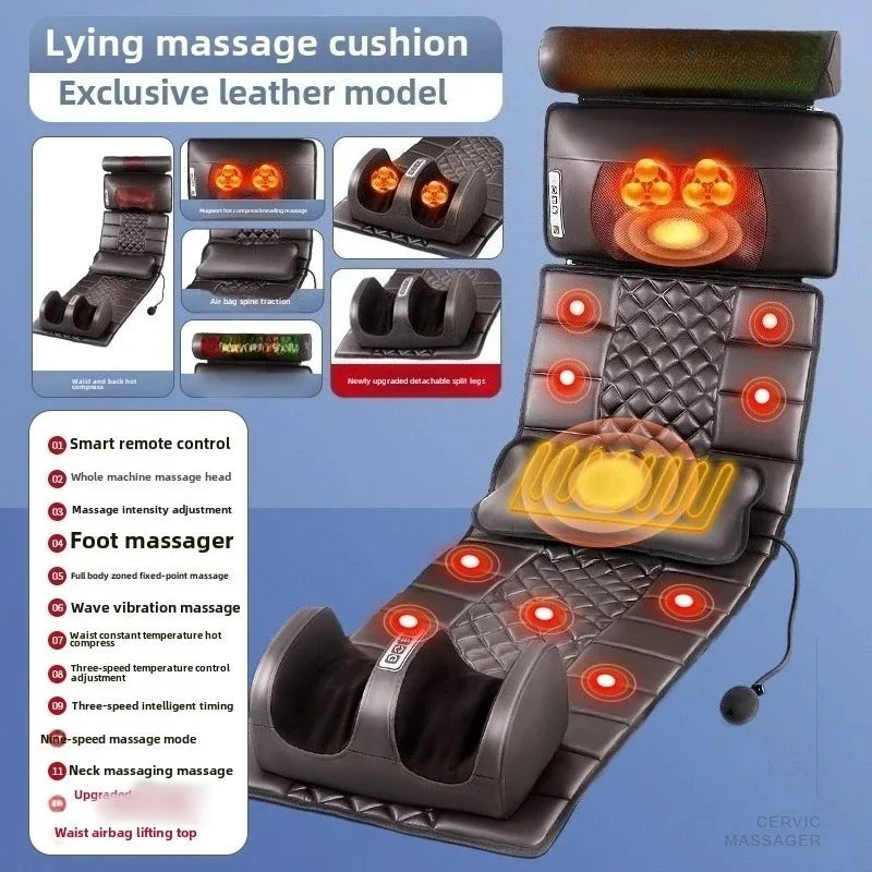 Full Body Electric Multifunctional Lumbar Traction Massage Mattress Cushion Shoulder Neck Waist Back Vibrations Removable Gift