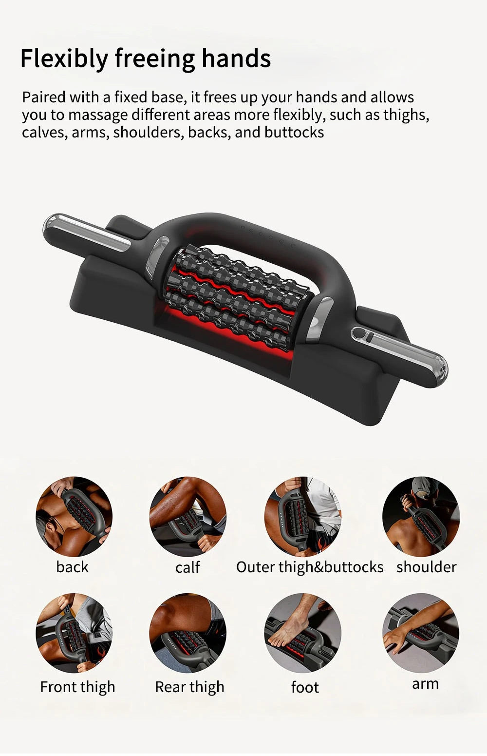 Red Light Electric Roller Massage Stick Infrared Deep Muscle Relaxation Pain Relief Impactor For Post Workout Fitness