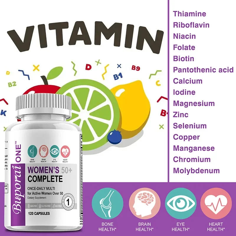 Women’s 50+ Complete Multivitamin - Supports Mental Clarity, Focus and Memory, Improves Digestion, Promotes Metabolism