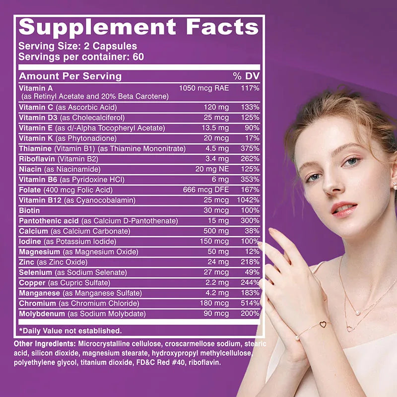 Women’s 50+ Complete Multivitamin - Supports Mental Clarity, Focus and Memory, Improves Digestion, Promotes Metabolism