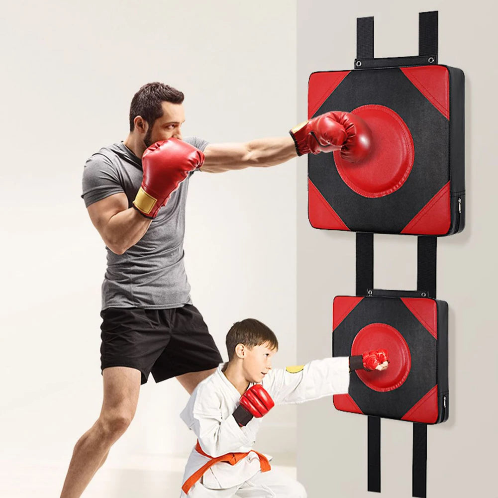 Square Wall Target PU Leather Boxing Training Sandbag Adjustable Height Punching Bag Wall Punching Pad for Fitness Taekwondo