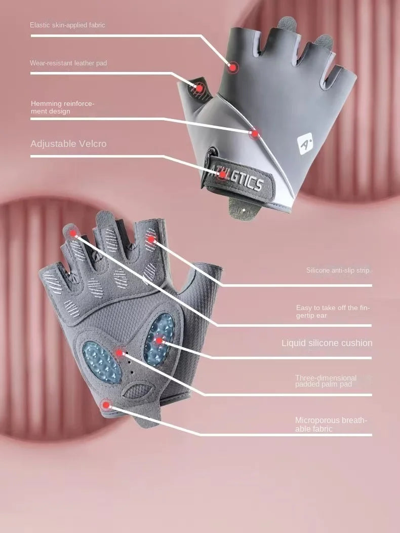 1 Pair Sport Breathable Half Finger Fitness Gloves for Men Women Anti-Slip Liquid Silicone Ice Silk Weightlifting Yoga Gloves