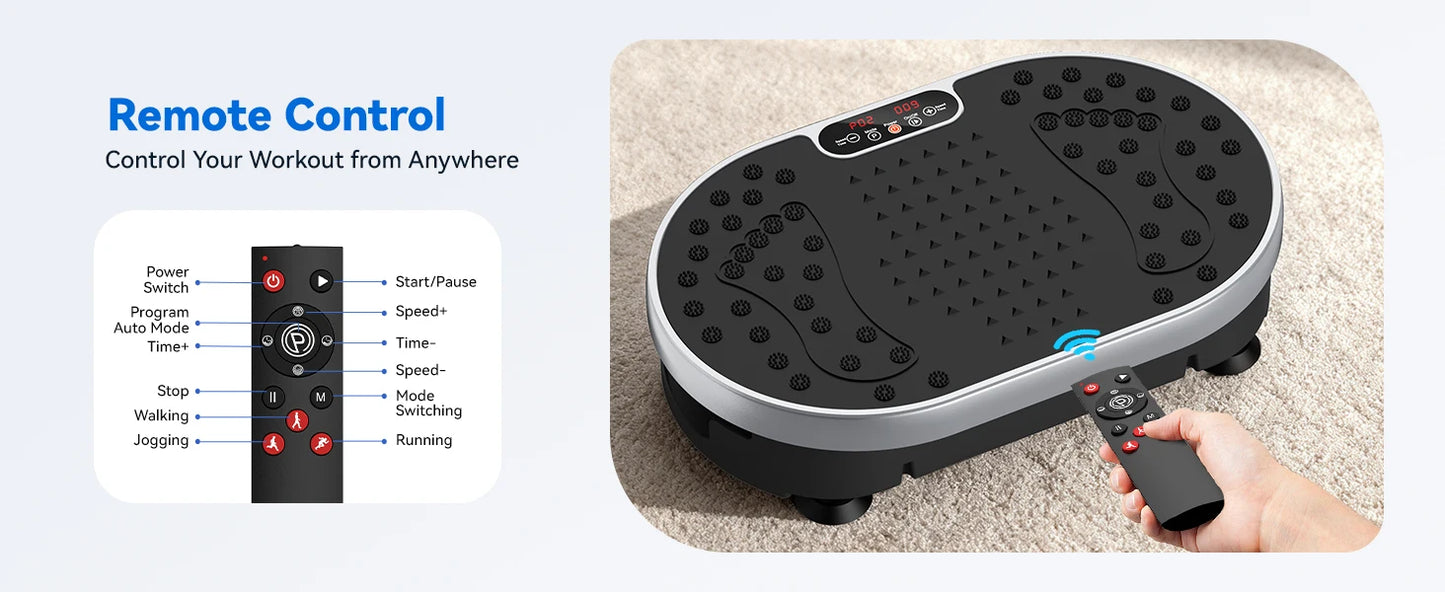 Vibration Plate Exercise Machine 120 Speed Levels 9 Preset Programs Home Fitness Equipment Weight Loss Fat Burning Muscle Toning