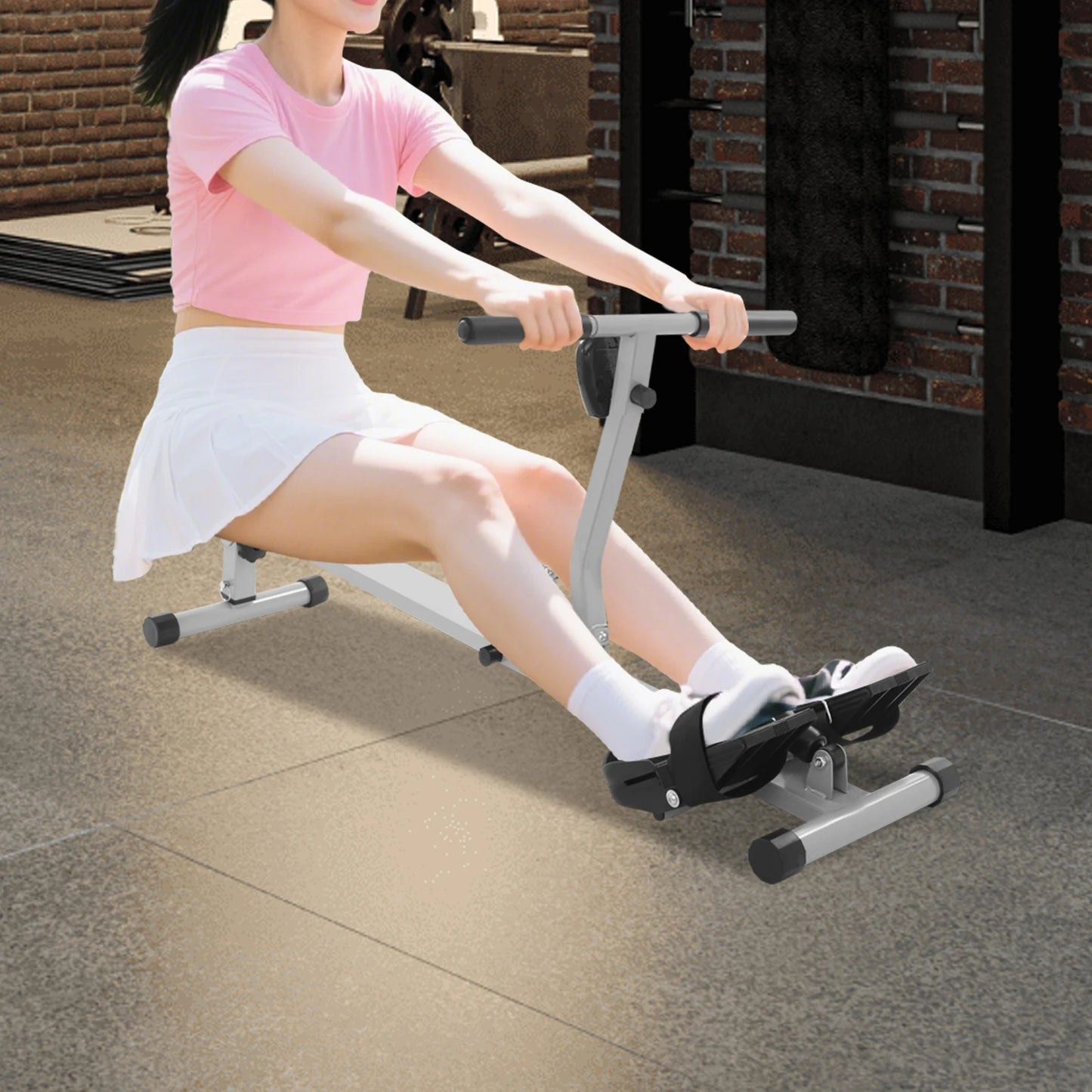 Foldable Rowing Exercise Machine LED Display Screen Used in Homes to Exercise the Muscles of the Abdomen Limbs Back Shoulders