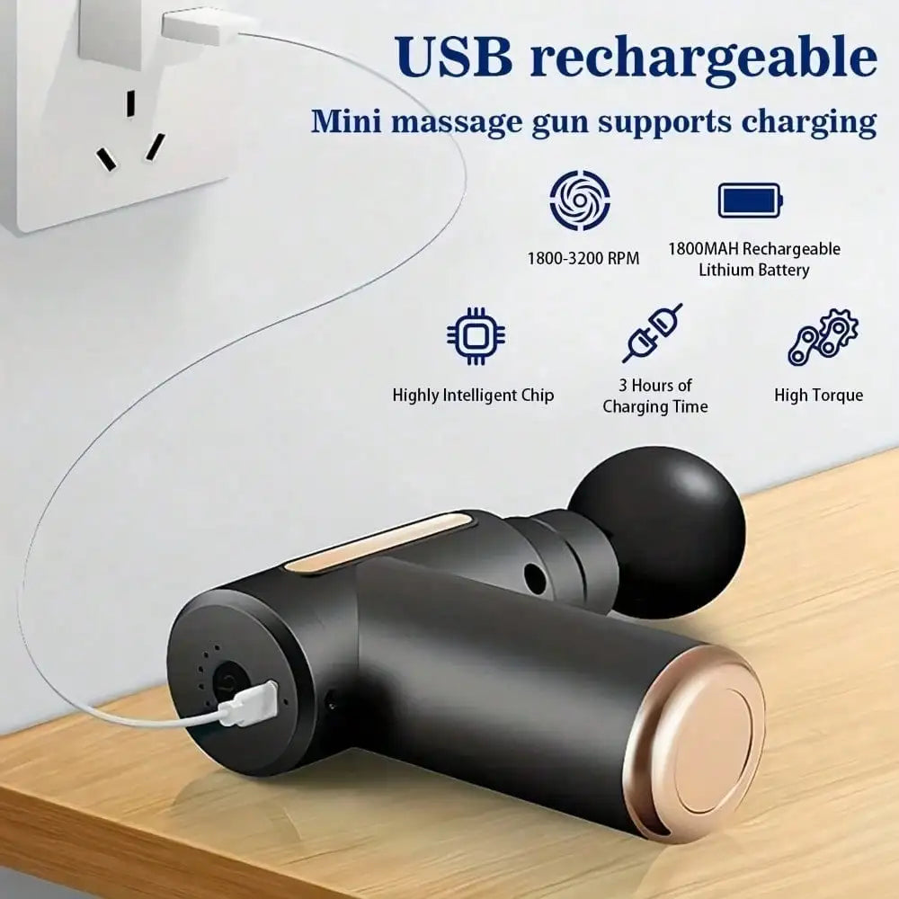 Electric Fascia Massage Gun, Portable Muscle Massager With LED Touch Screen And 4 Massage Heads, Mini Handheld Ultra-Silent Brushless Motor For Sports And Fitness