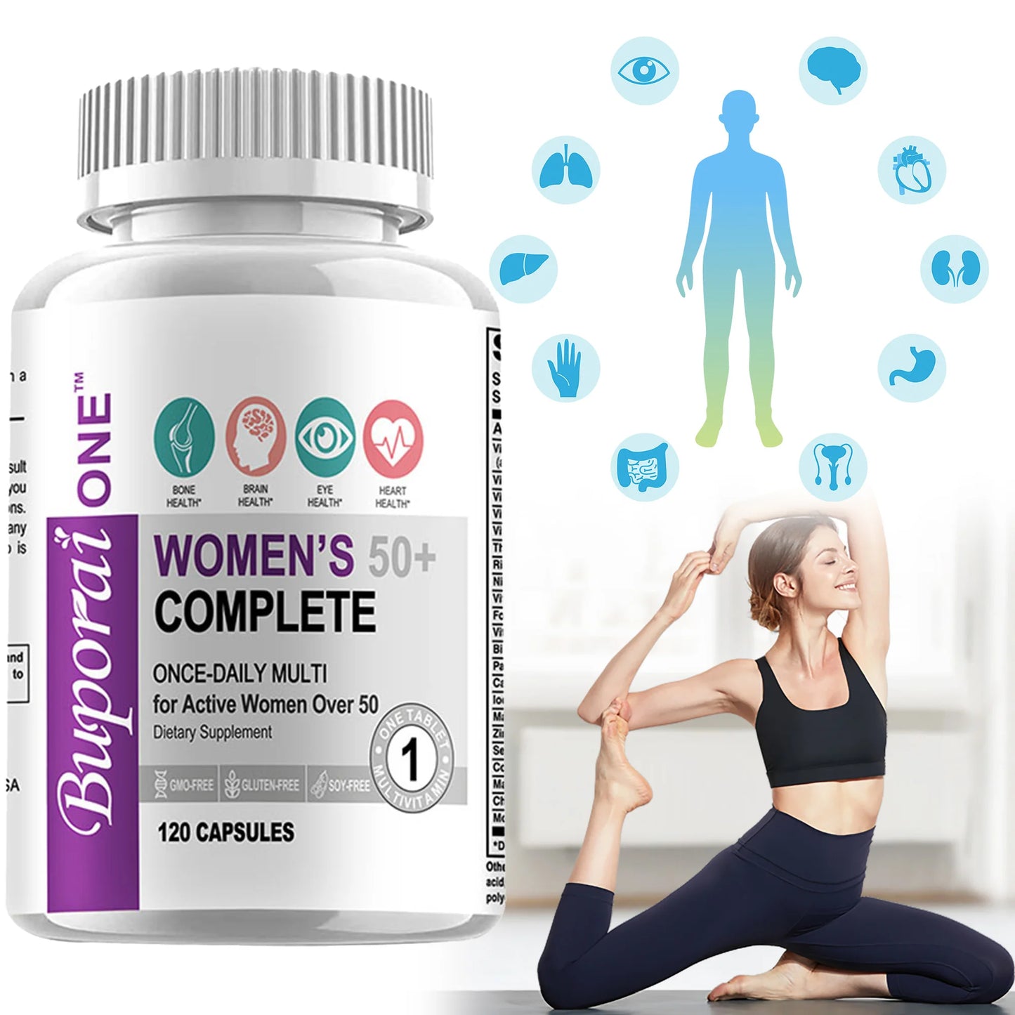 Women’s 50+ Complete Multivitamin - Supports Mental Clarity, Focus and Memory, Improves Digestion, Promotes Metabolism
