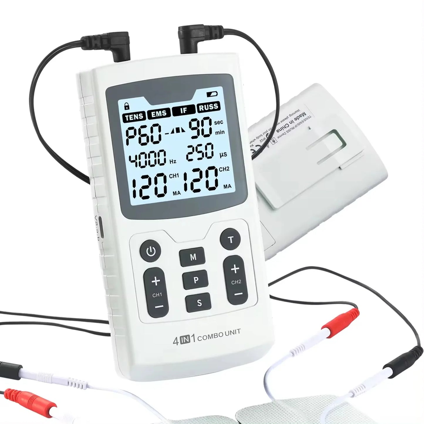 4 In 1 Electric Muscle Stimulator Interferential High-Frequency Physiotherapy Device EMS IFT RUSS TENS Pulse Electrostimulator