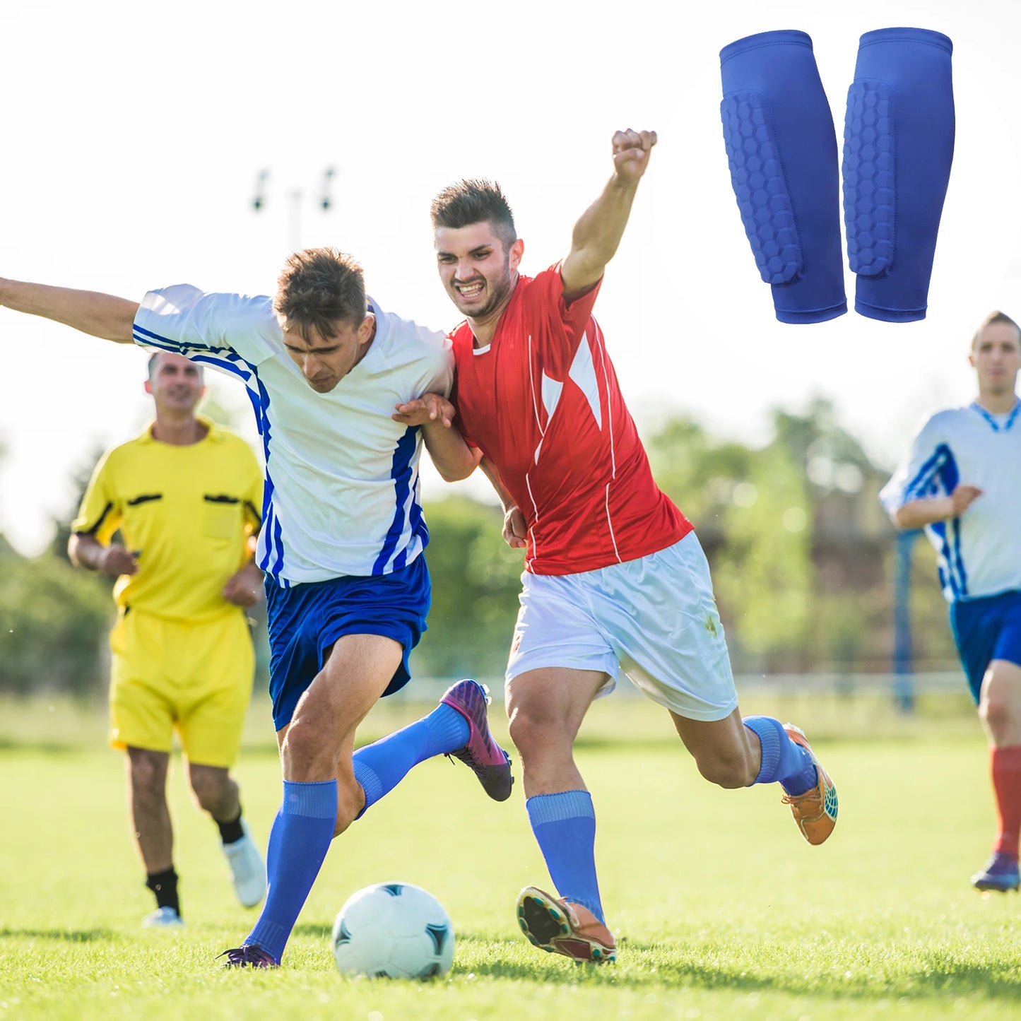 Shin Guards with Honeycomb Pads Soccer Shin Pads Ergonomic Lightweight Calf Protective Gear for Boys Girls Men Women