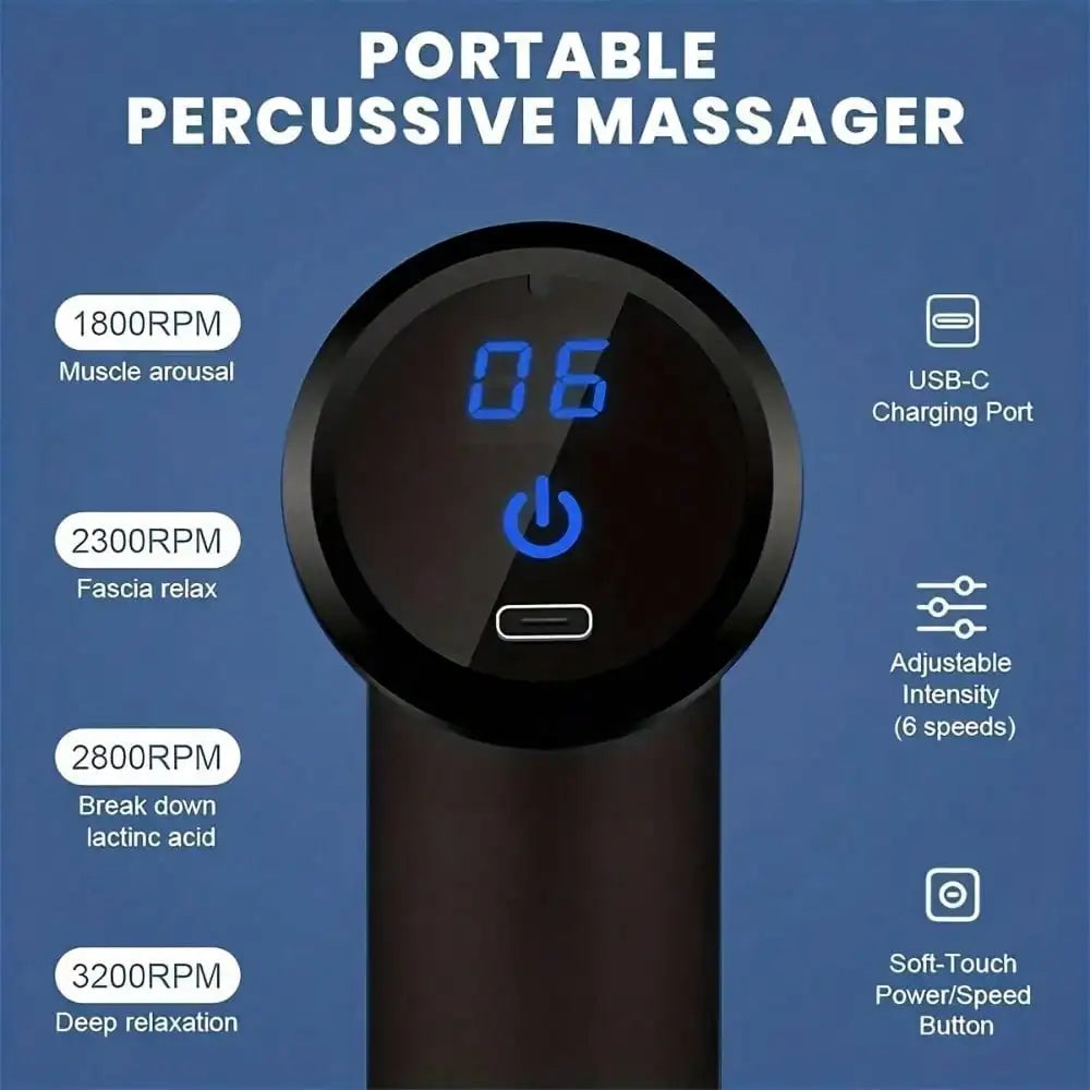 Electric Fascia Massage Gun, Portable Muscle Massager With LED Touch Screen And 4 Massage Heads, Mini Handheld Ultra-Silent Brushless Motor For Sports And Fitness