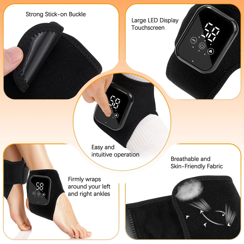 Electric Foot Heat Massager Hot Compress Vibration Ankle Massage Wrap for Joint Protection Ankle Support Brace Health Care