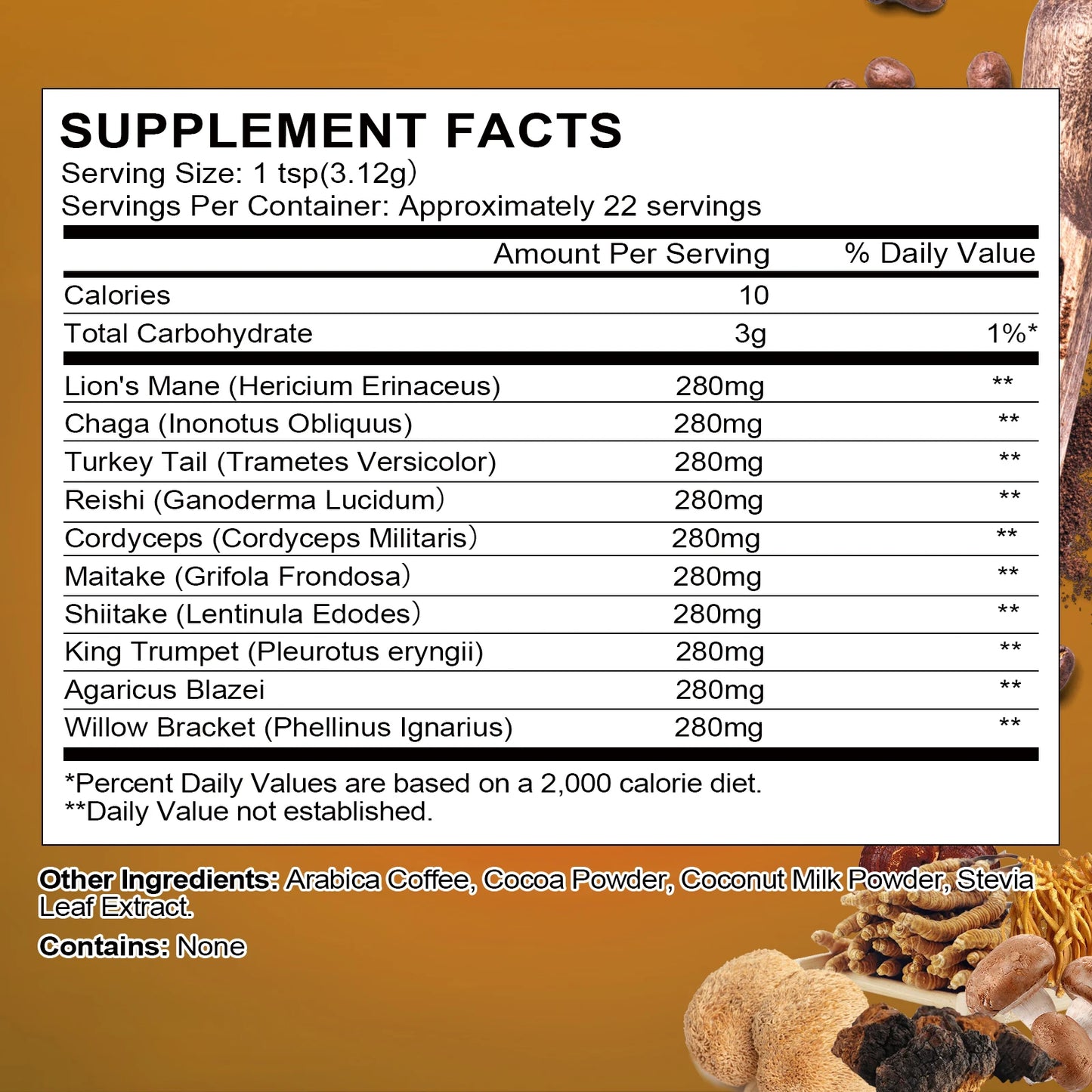 Organic Lion Mane Mushroom Coffee with Reishi, Cordyceps- Support Energy, Mental Clarity & Focus, Brain Booster