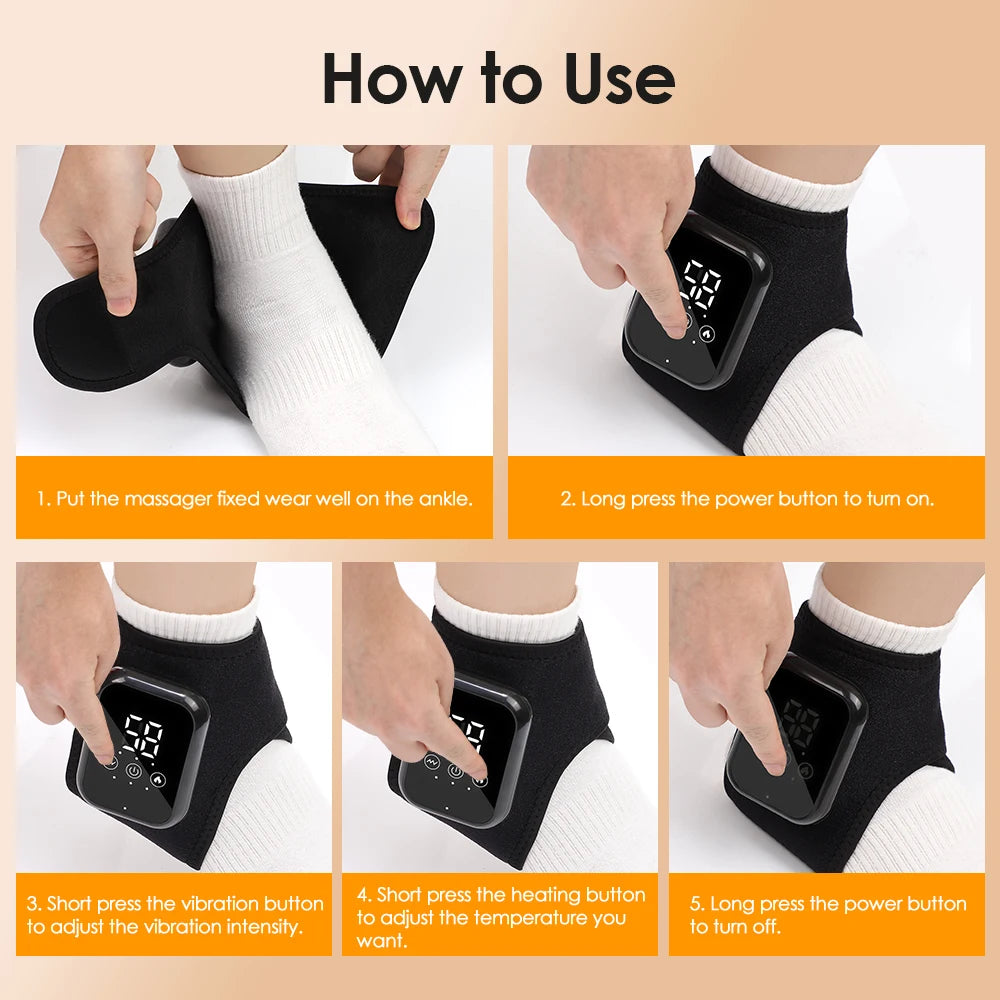 Electric Foot Heat Massager Hot Compress Vibration Ankle Massage Wrap for Joint Protection Ankle Support Brace Health Care