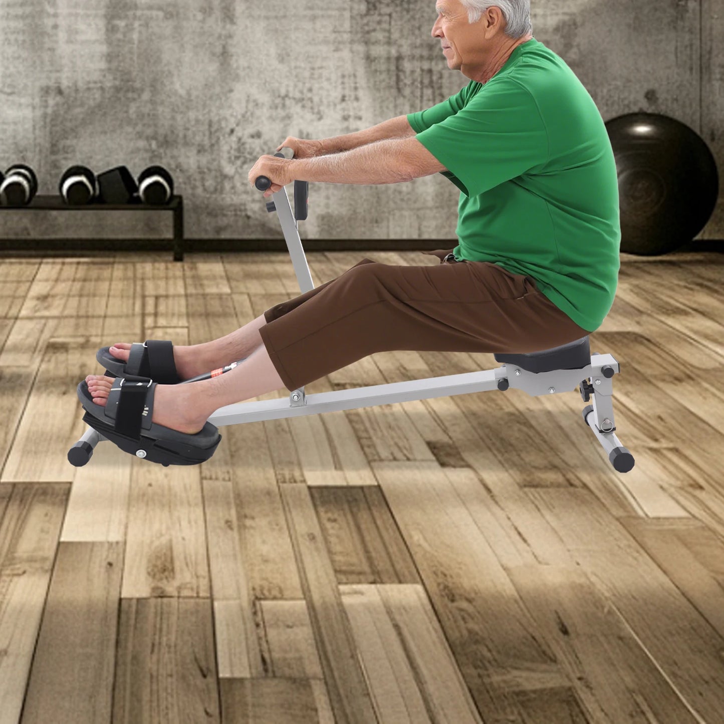 Foldable Rowing Exercise Machine LED Display Screen Used in Homes to Exercise the Muscles of the Abdomen Limbs Back Shoulders