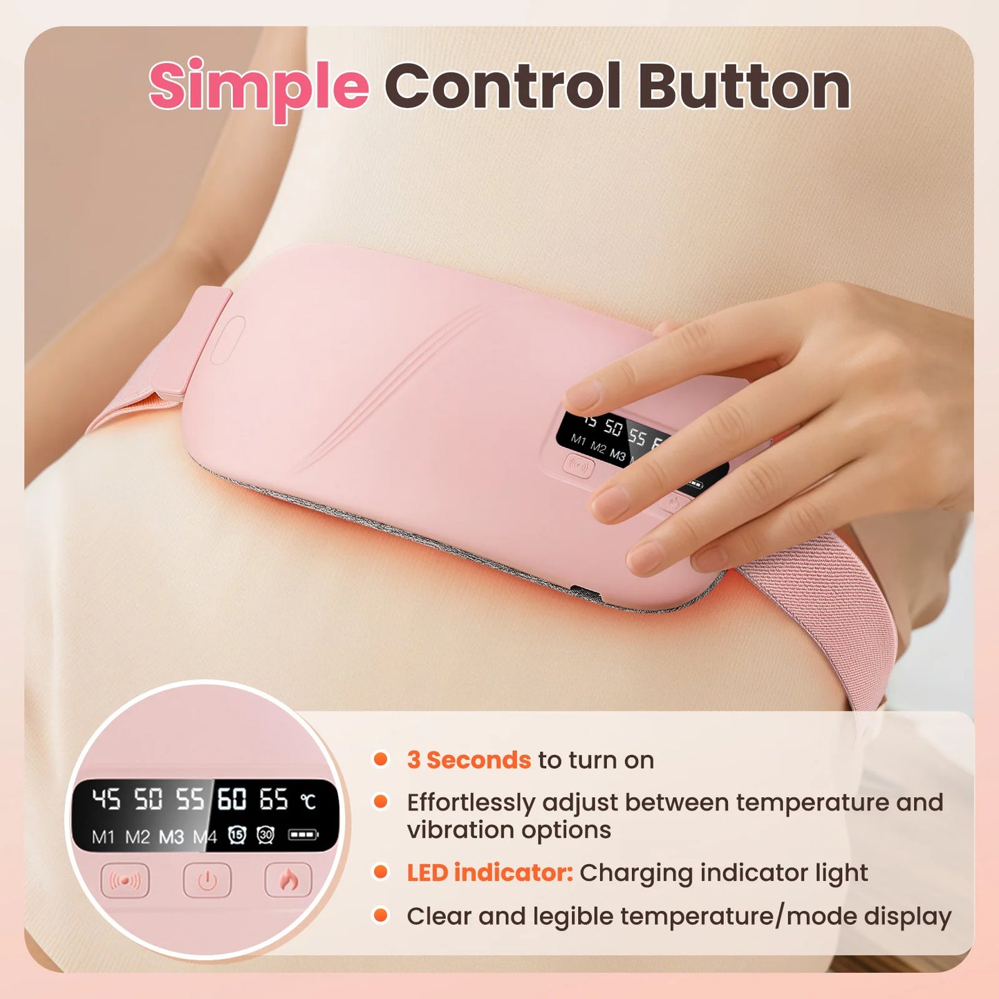 Uterine Warm Belt Warm Uterus Instrument Smart Vibrating Abdominal Massager Hot Compress For Waist Menstrual Heating Pad Device