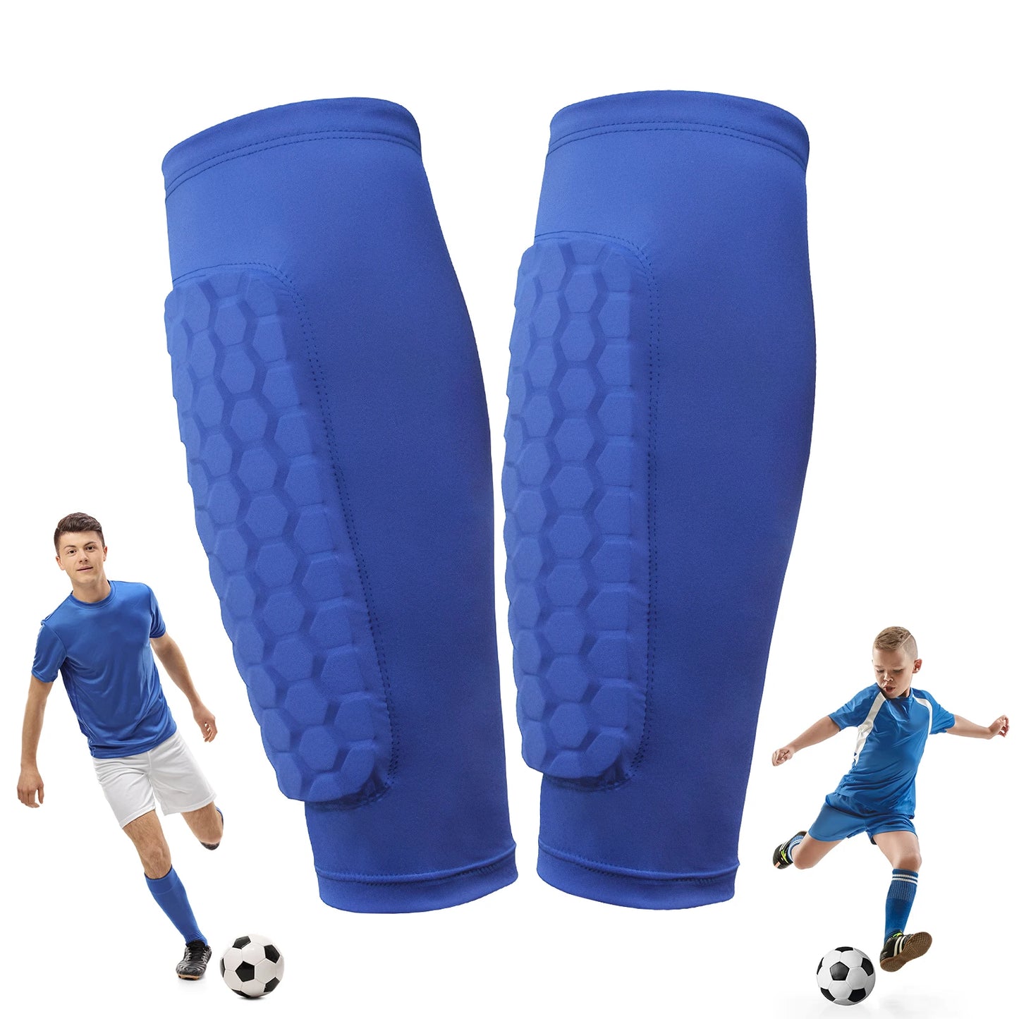 Shin Guards with Honeycomb Pads Soccer Shin Pads Ergonomic Lightweight Calf Protective Gear for Boys Girls Men Women