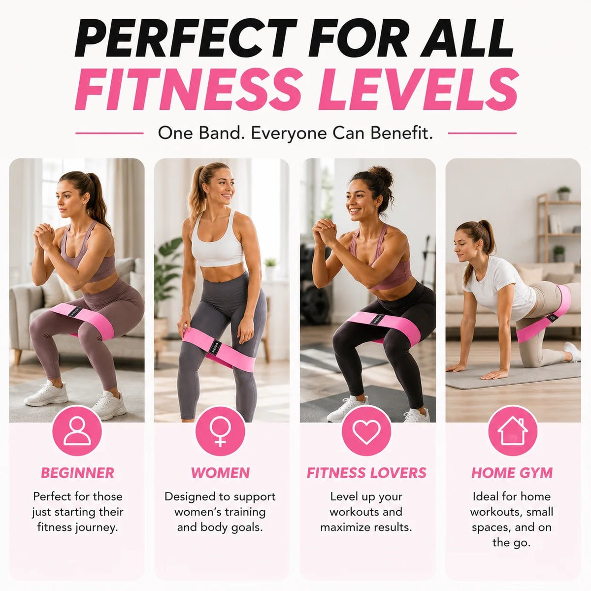 3PCS Fabric Resistance Bands Set for Women, Non Slip Workout Bands for Glutes, Legs & Home Fitness