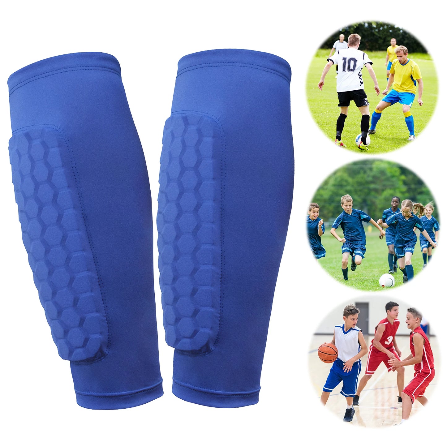 Shin Guards with Honeycomb Pads Soccer Shin Pads Ergonomic Lightweight Calf Protective Gear for Boys Girls Men Women