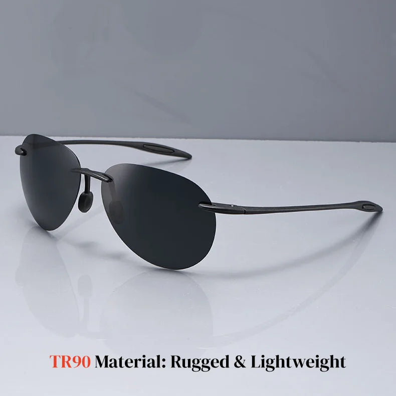 Ultra Light 12g TR90 Frameless Polarized Aviator Sunglasses - Flexible & Comfort Fit Unisex for Driving, Fishing, Outdoor