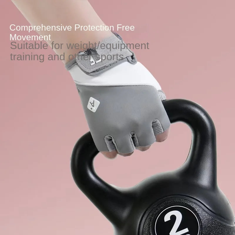 1 Pair Sport Breathable Half Finger Fitness Gloves for Men Women Anti-Slip Liquid Silicone Ice Silk Weightlifting Yoga Gloves