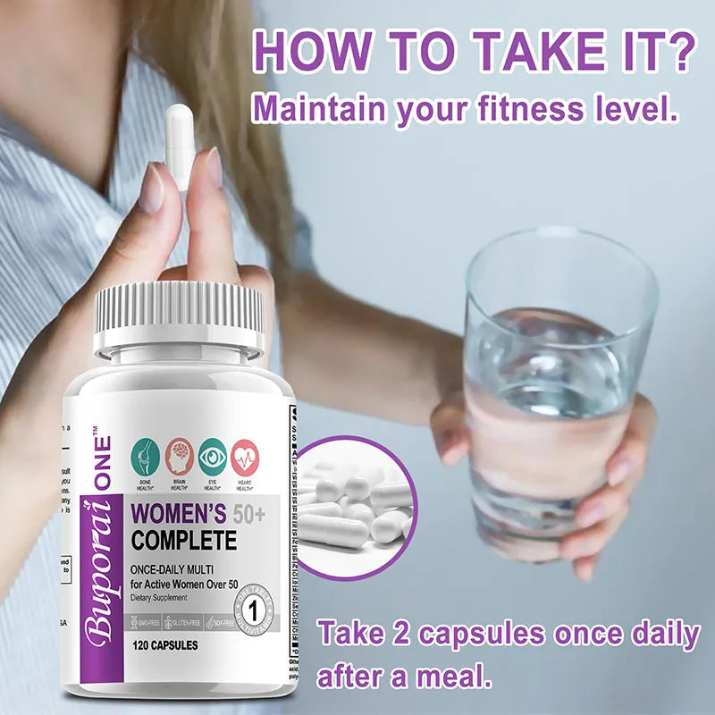 Women’s 50+ Complete Multivitamin - Supports Mental Clarity, Focus and Memory, Improves Digestion, Promotes Metabolism