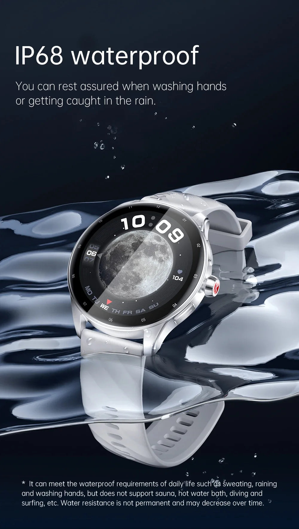 KUMI GW3 Pro Smartwatch 1.43" AMOLED IP68 Waterproof Bluetooth 5.2 Fitness Tracker Heart Rate Blood Oxygen Monitor